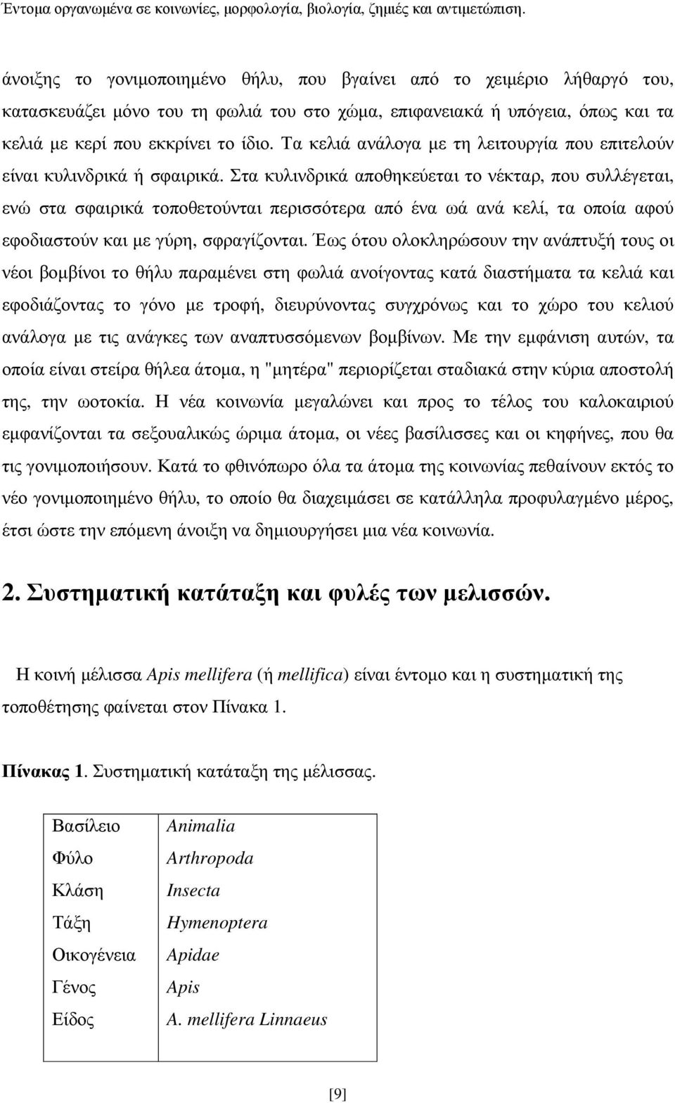 Στα κυλινδρικά αποθηκεύεται το νέκταρ, που συλλέγεται, ενώ στα σφαιρικά τοποθετούνται περισσότερα από ένα ωά ανά κελί, τα οποία αφού εφοδιαστούν και µε γύρη, σφραγίζονται.