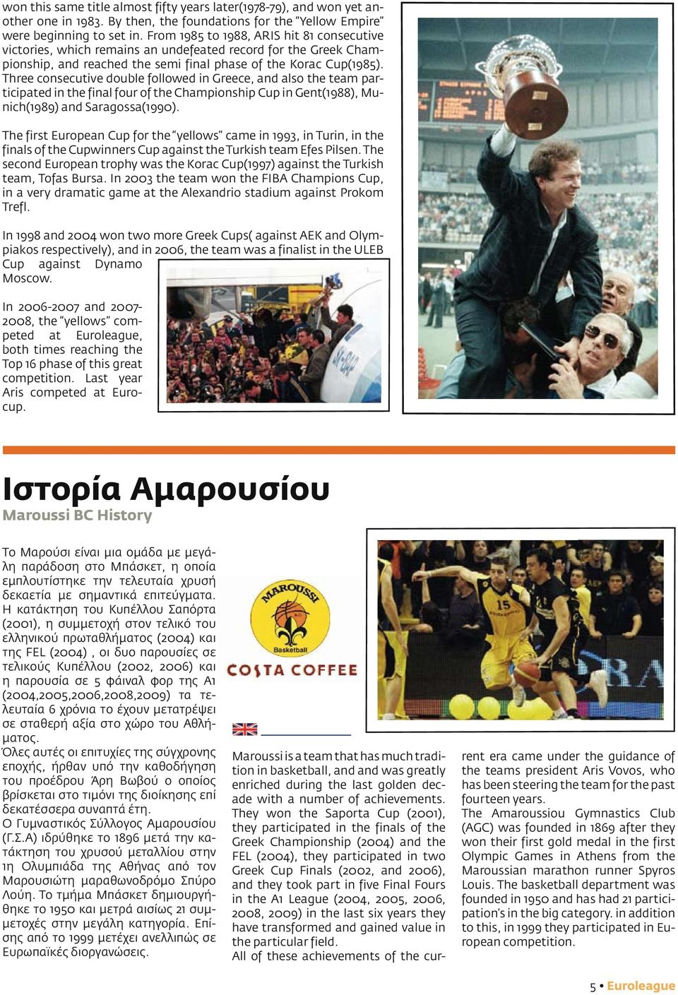 Three consecutive double followed in Greece, and also the team participated in the final four of the Championship Cup in Gent(1988), Munich(1989) and Saragossa(1990).