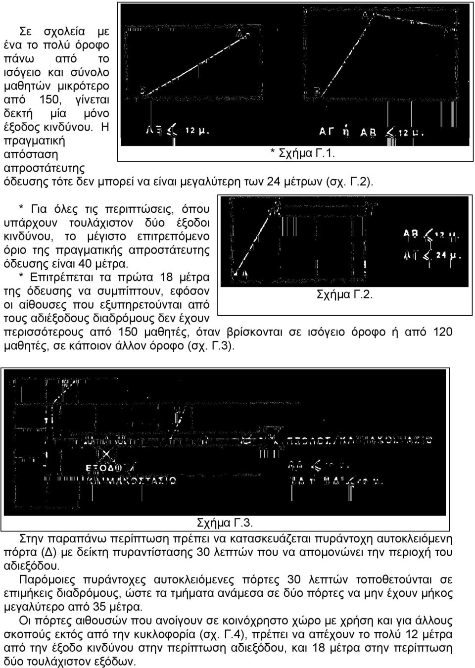 * Επιτρέπεται τα πρώτα 18 μέτρα της όδευσης να συμπίπτουν, εφόσον Σχήμα Γ.2.