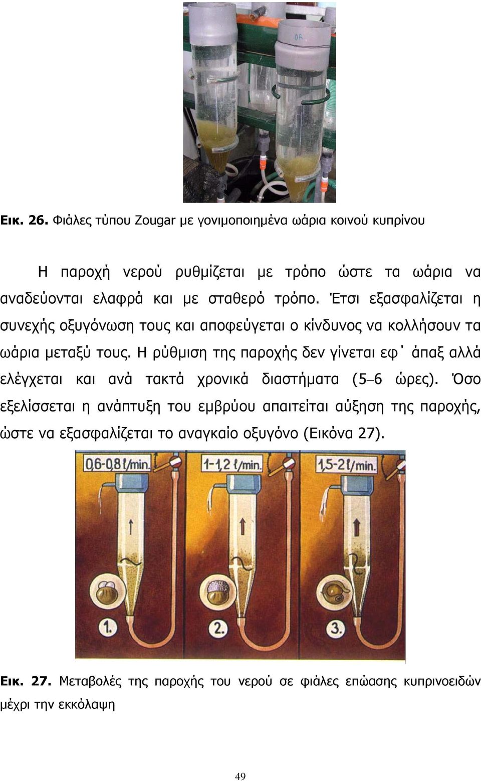 τρόπο. Έτσι εξασφαλίζεται η συνεχής οξυγόνωση τους και αποφεύγεται ο κίνδυνος να κολλήσουν τα ωάρια μεταξύ τους.