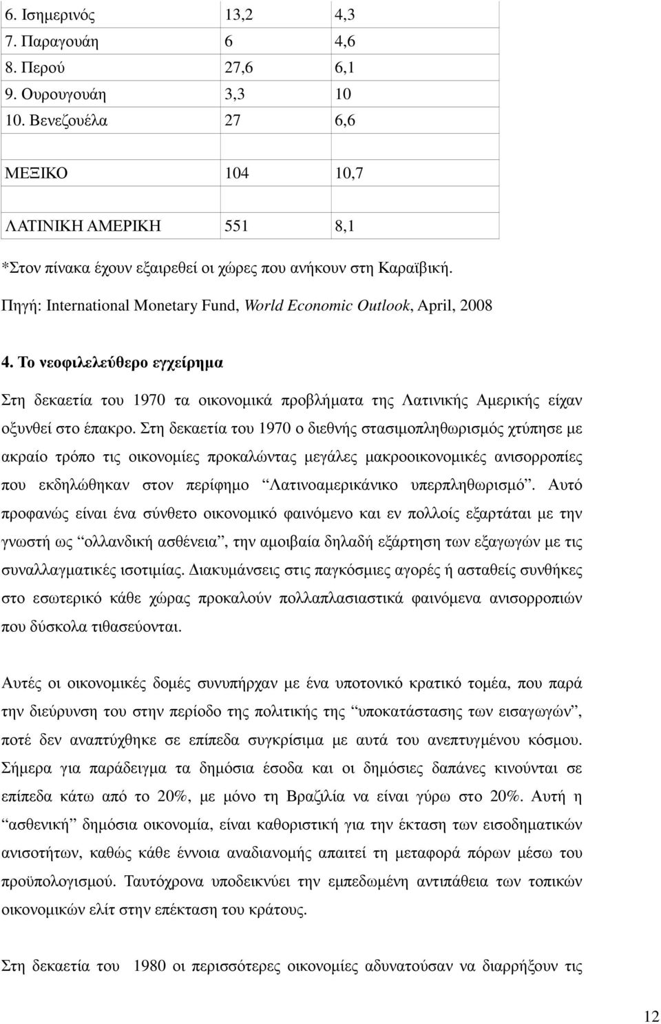 Το νεοφιλελεύθερο εγχείρηµα Στη δεκαετία του 1970 τα οικονοµικά προβλήµατα της Λατινικής Αµερικής είχαν οξυνθεί στο έπακρο.