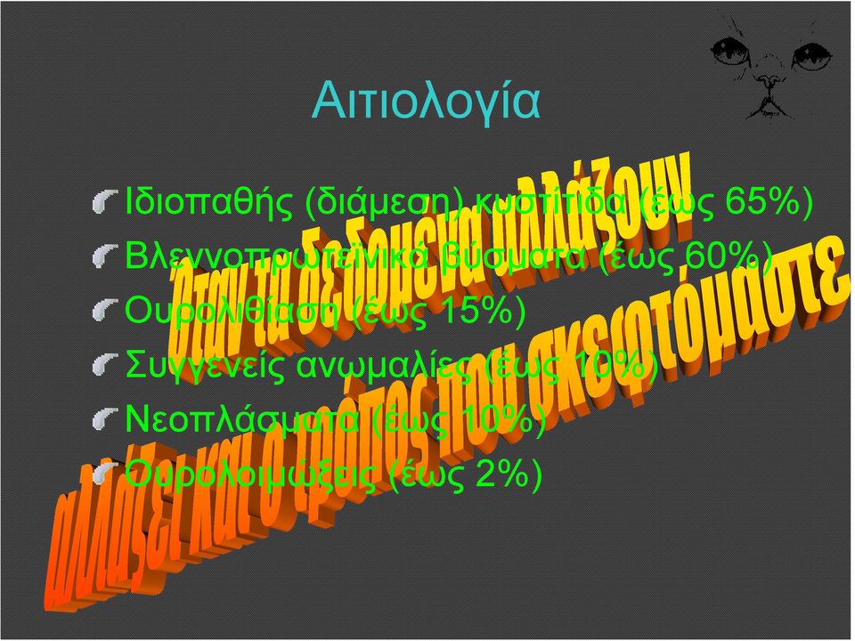 Ουρολιθίαση (έως 15%) Συγγενείς ανωμαλίες