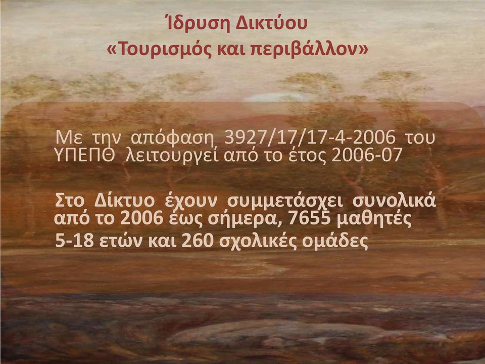 έτος 2006-07 Στο Δίκτυο έχουν συμμετάσχει συνολικά από