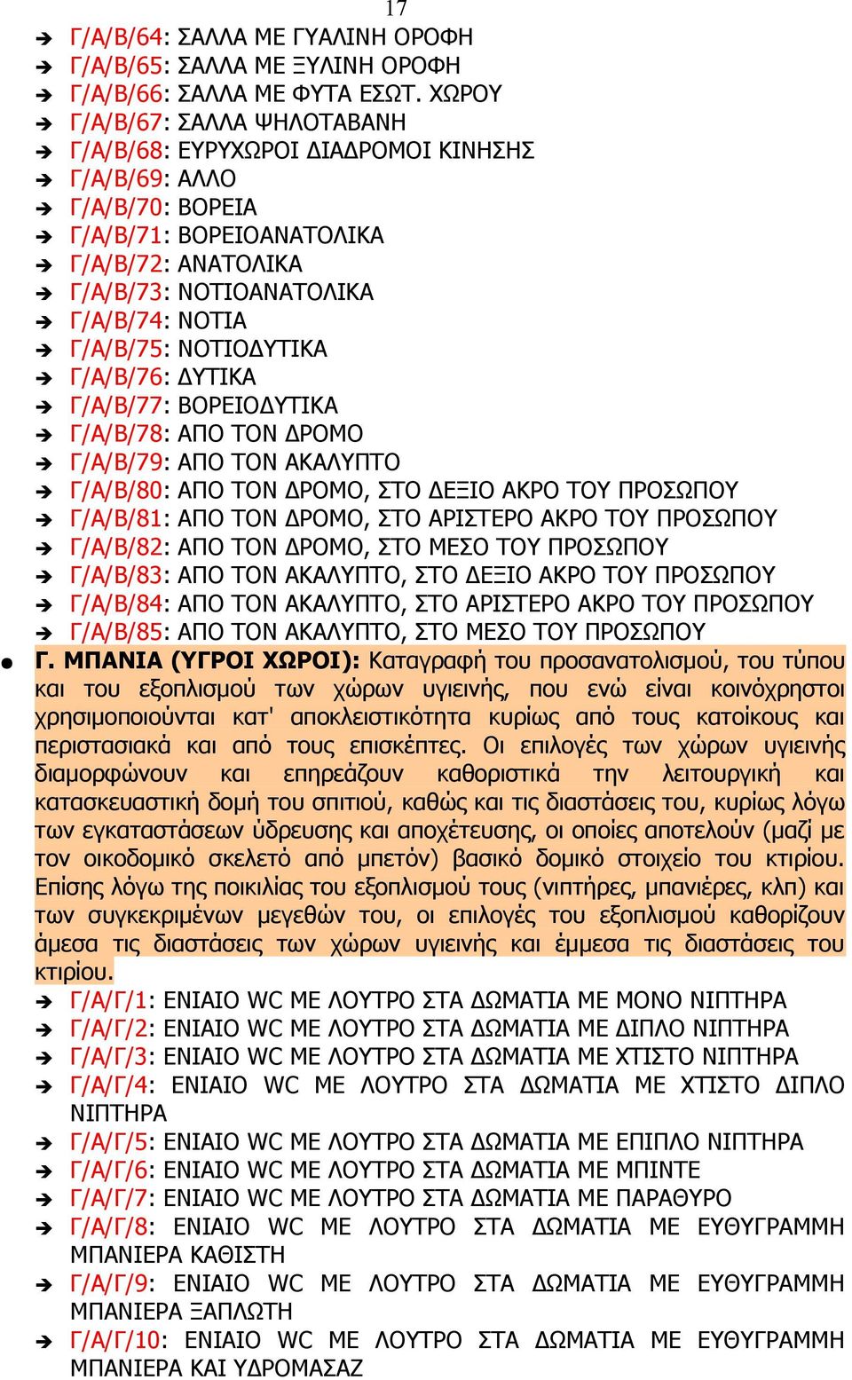 ΝΟΤΙΟΔΥΤΙΚΑ Γ/Α/Β/76: ΔΥΤΙΚΑ Γ/Α/Β/77: ΒΟΡΕΙΟΔΥΤΙΚΑ Γ/Α/Β/78: ΑΠΟ ΤΟΝ ΔΡΟΜΟ Γ/Α/Β/79: ΑΠΟ ΤΟΝ ΑΚΑΛΥΠΤΟ Γ/Α/Β/80: ΑΠΟ ΤΟΝ ΔΡΟΜΟ, ΣΤΟ ΔΕΞΙΟ ΑΚΡΟ ΤΟΥ ΠΡΟΣΩΠΟΥ Γ/Α/Β/81: ΑΠΟ ΤΟΝ ΔΡΟΜΟ, ΣΤΟ ΑΡΙΣΤΕΡΟ ΑΚΡΟ