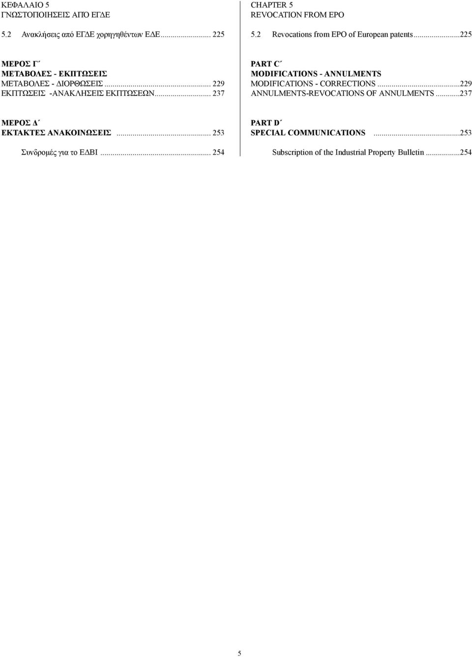 .. 229 ΕΚΠΤΩΣΕΙΣ -ΑΝΑΚΛΗΣΕΙΣ ΕΚΠΤΩΣΕΩΝ... 237 PART C MODIFICATIONS - ANNULMENTS MODIFICATIONS - CORRECTIONS.