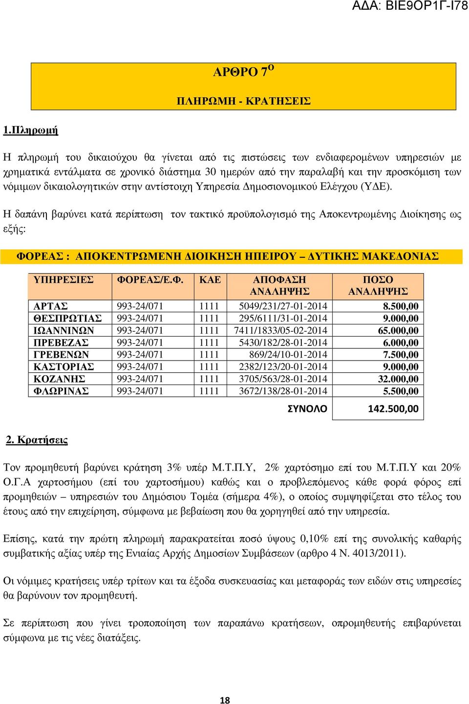 δικαιολογητικών στην αντίστοιχη Υπηρεσία ηµοσιονοµικού Ελέγχου (Υ Ε).