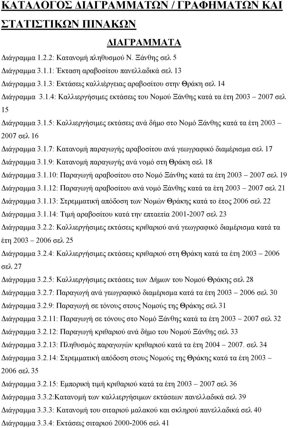 1.9: Κατανομή παραγωγής ανά νομό στη Θράκη σελ 18 Διάγραμμα 3.1.10: Παραγωγή αραβοσίτου στο Νομό Ξάνθης κατά τα έτη 2003-2007 σελ 19 Διάγραμμα 3.1.12: Παραγωγή αραβοσίτου ανά νομό Ξάνθης κατά τα έτη 2003-2007 σελ 21 Διάγραμμα 3.