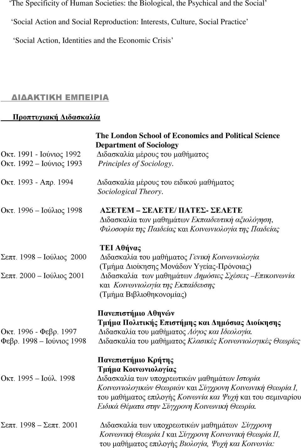 1996 - Φεβρ. 1997 Φεβρ. 1998 Ιούνιος 1998 Οκτ. 1995 Ιούλ. 1998 Σεπτ.