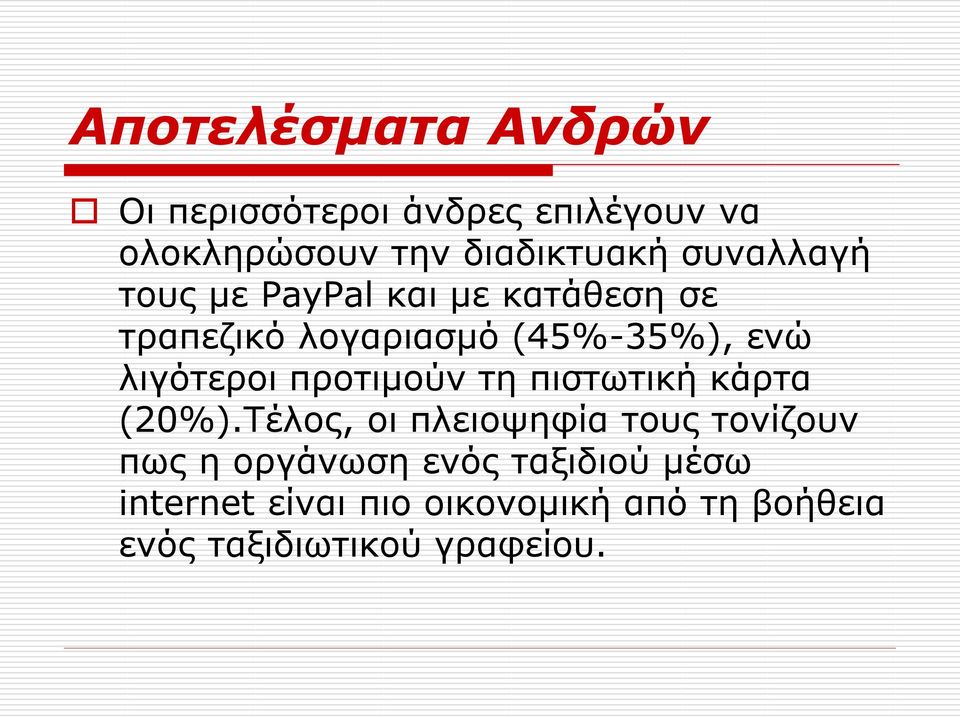 λιγότεροι προτιμούν τη πιστωτική κάρτα (20%).