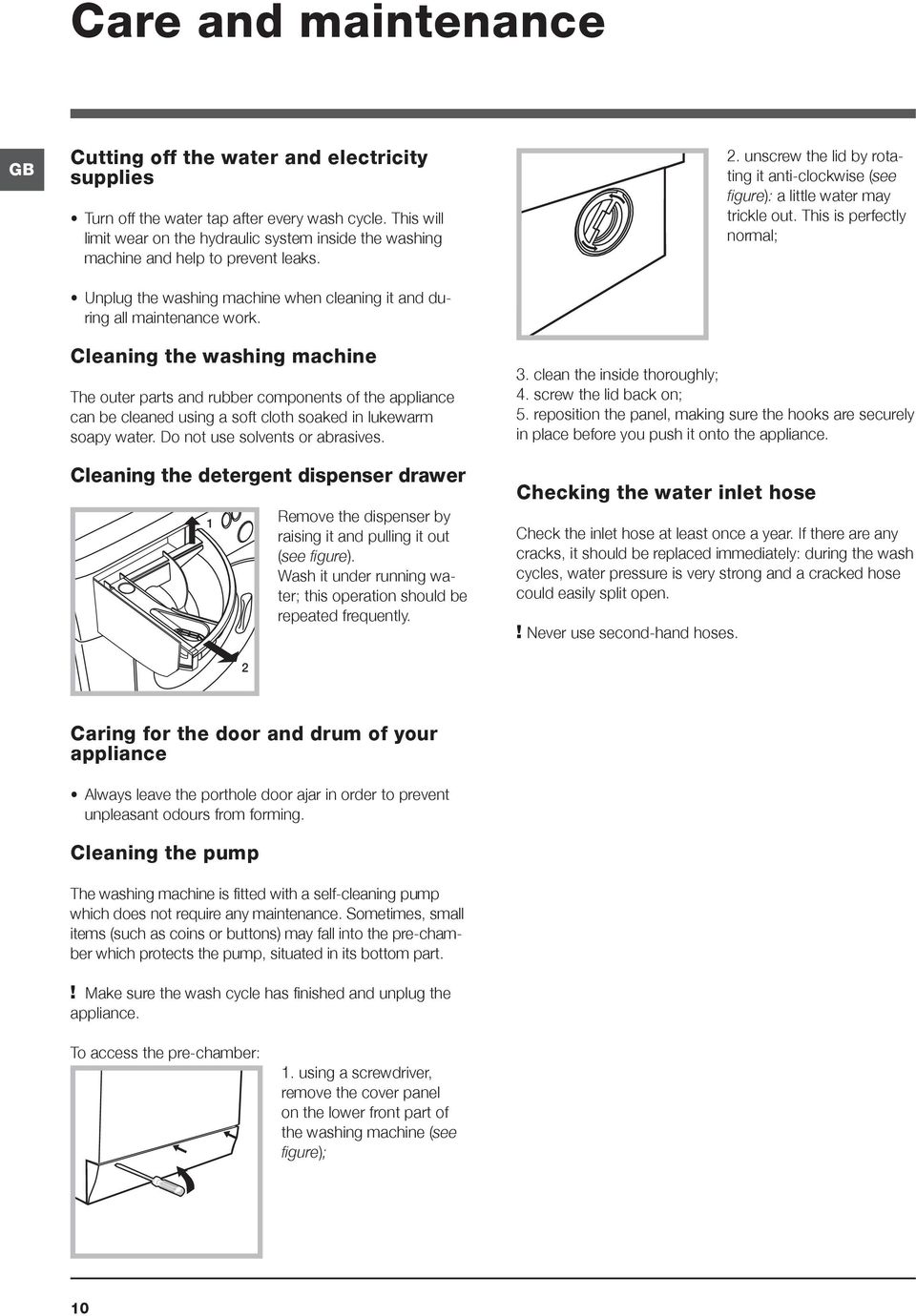 unscrew the lid by rotating it anti-clockwise (see figure): a little water may trickle out.