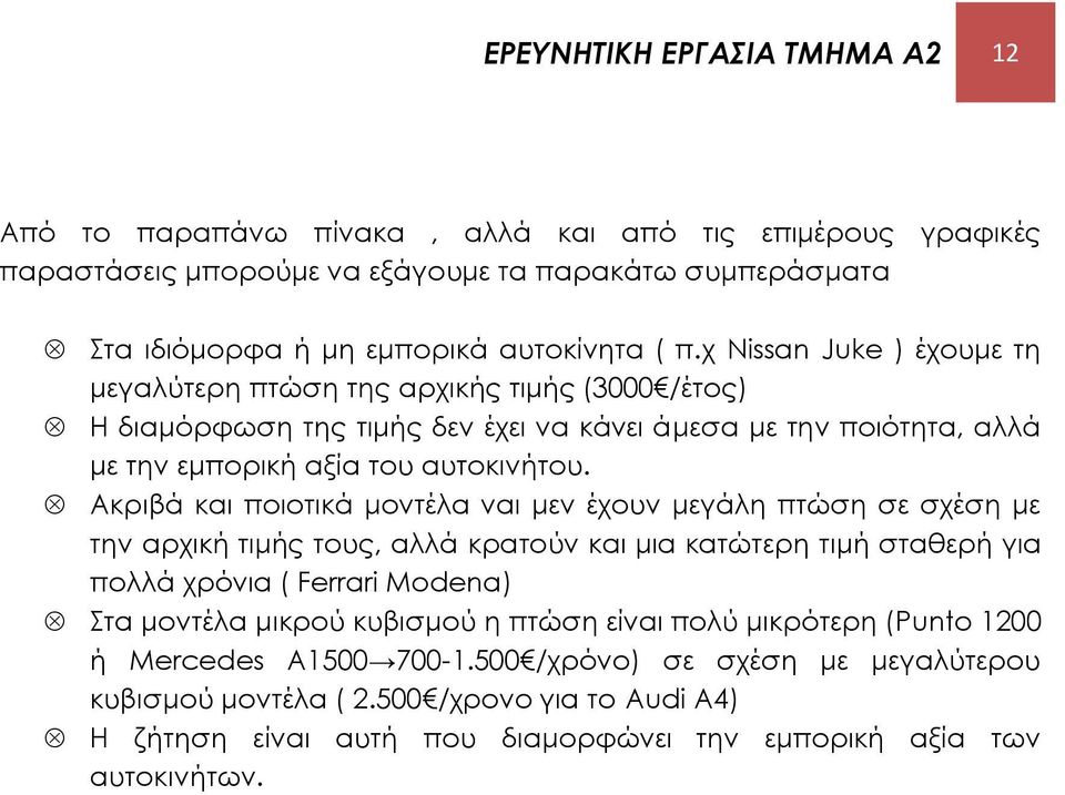 Ακριβά και ποιοτικά μοντέλα ναι μεν έχουν μεγάλη πτώση σε σχέση με την αρχική τιμής τους, αλλά κρατούν και μια κατώτερη τιμή σταθερή για πολλά χρόνια ( Ferrari Modena) Στα μοντέλα μικρού