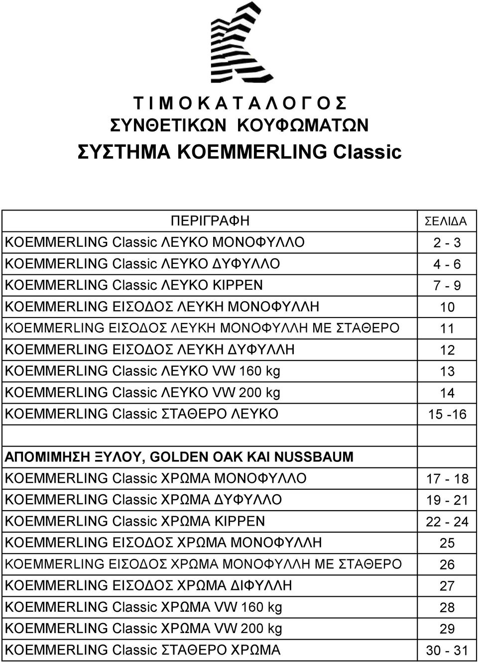 KOEMMERLING Classic ΣΤΑΘΕΡΟ ΛΕΥΚΟ ΣΕΛΙΔΑ 2-3 4-6 7-9 10 11 12 13 14 15-16 ΑΠΟΜΙΜΗΣΗ ΞΥΛΟΥ, GOLDEN OAK KAI NUSSBAUM KOEMMERLING Classic ΧΡΩΜΑ ΜΟΝΟΦΥΛΛΟ KOEMMERLING Classic ΧΡΩΜΑ ΔΥΦΥΛΛΟ KOEMMERLING