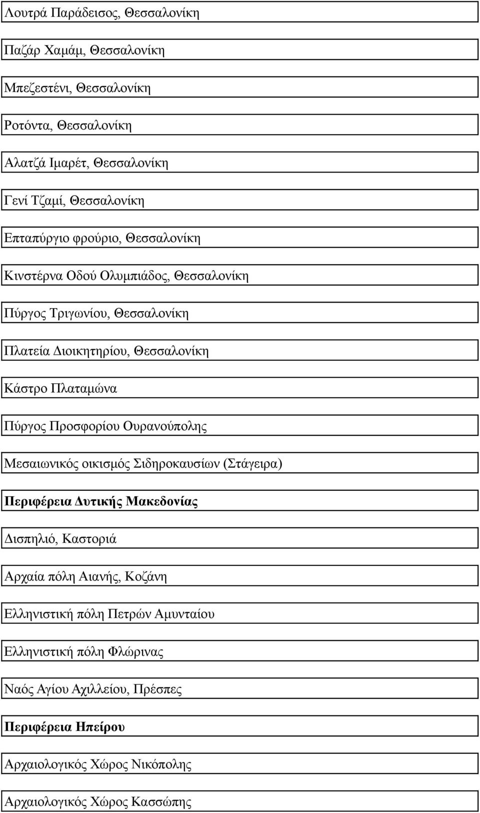 Πύργος Προσφορίου Ουρανούπολης Μεσαιωνικός οικισμός Σιδηροκαυσίων (Στάγειρα) Περιφέρεια Δυτικής Μακεδονίας Δισπηλιό, Καστοριά Αρχαία πόλη Αιανής, Κοζάνη