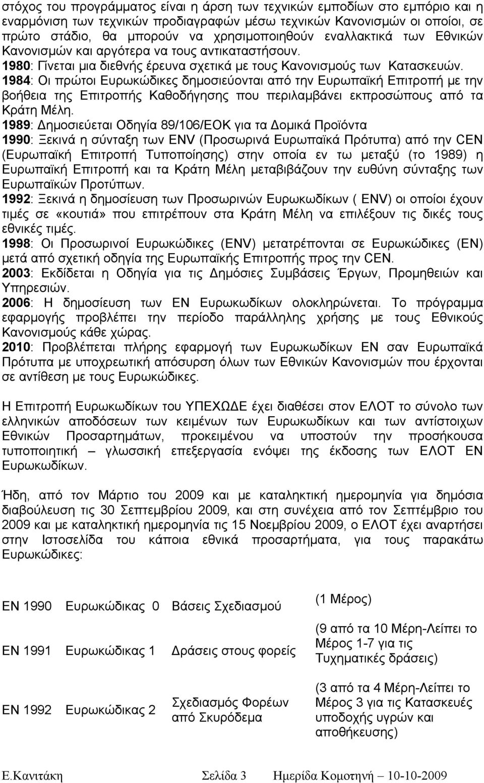 1984: Οι πρώτοι Ευρωκώδικες δημοσιεύονται από την Ευρωπαϊκή Επιτροπή με την βοήθεια της Επιτροπής Καθοδήγησης που περιλαμβάνει εκπροσώπους από τα Κράτη Μέλη.