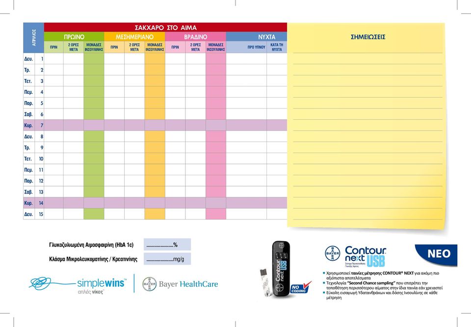 15 Χρησιμοποιεί ταινίες μέτρησης CONTOUR NEXT για ακόμη πιο αξιόπιστα αποτελέσματα Τεχνολογία Second