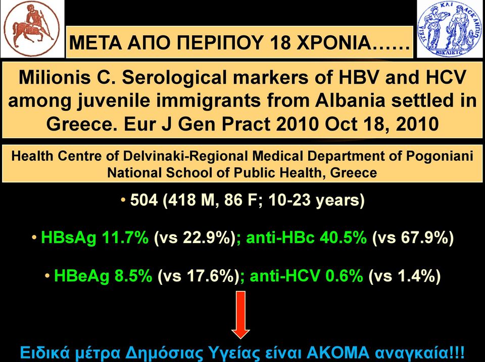 Eur J Gen Pract 2010 Oct 18, 2010 Health Centre of Delvinaki-Regional Medical Department of Pogoniani National