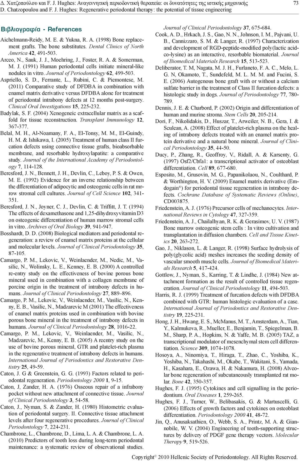 J., Moehring, J., Foster, R. A. & Somerman, M. J. (1991) Human periodontal cells initiate mineral-like nodules in vitro. Journal of Periodontology 62, 499-503. Aspriello, S. D., Ferrante, L.