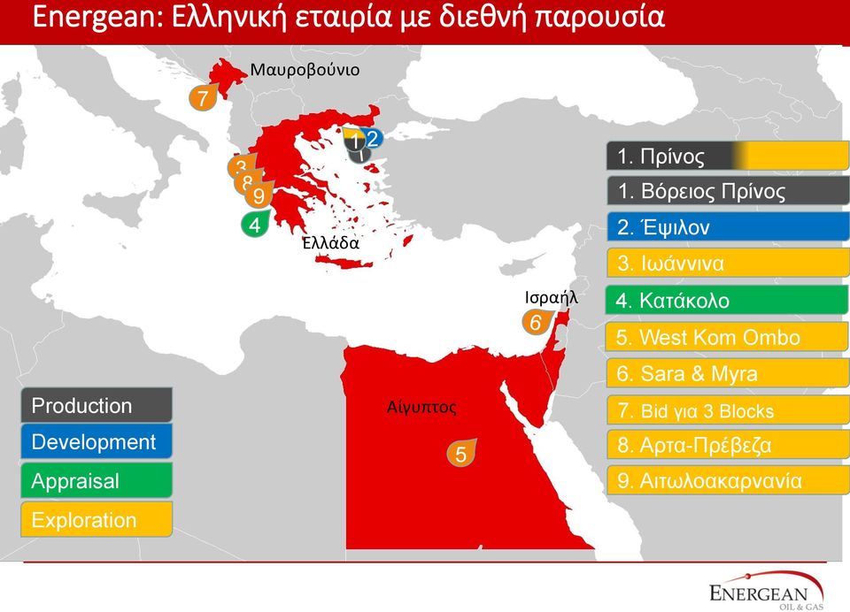 Πρίνος 1. Βόρειος Πρίνος 2. Έψιλον 3. Ιωάννινα 4. Κατάκολο 5.