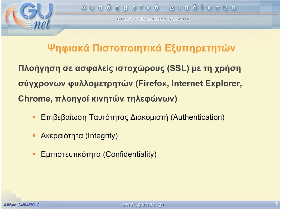 πλοηγοί κινητών τηλεφώνων) Επιβεβαίωση Ταυτότητας ιακομιστή