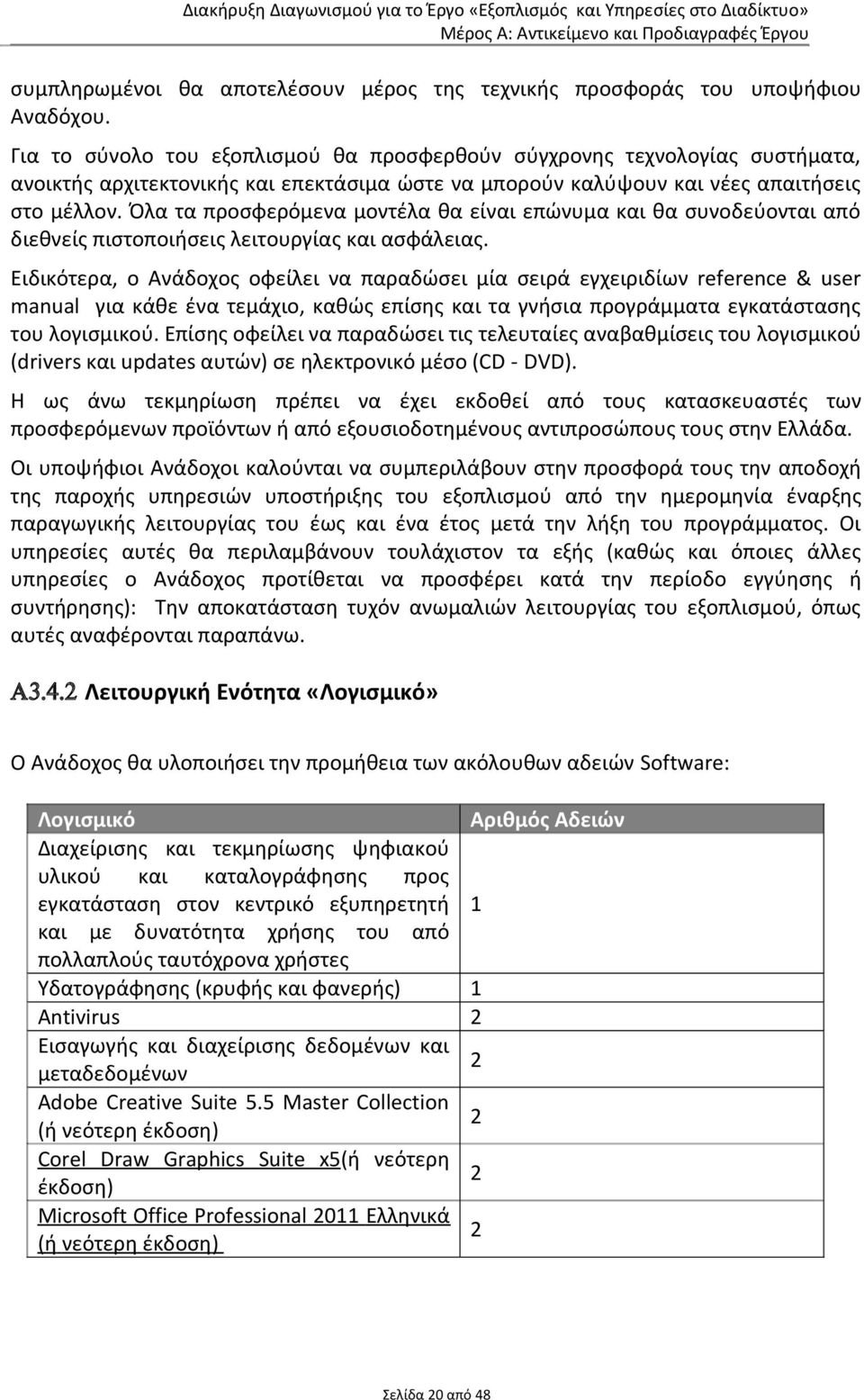 Όλα τα προσφερόμενα μοντέλα θα είναι επώνυμα και θα συνοδεύονται από διεθνείς πιστοποιήσεις λειτουργίας και ασφάλειας.