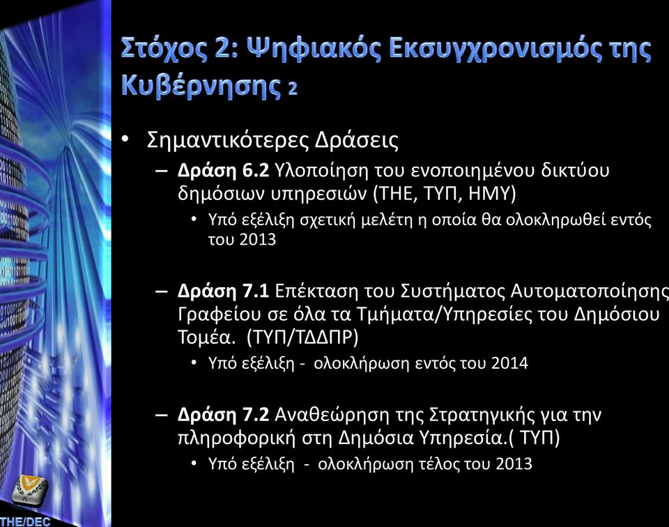 ολοκληρωθεί εντός του 2013 Δράση 7.