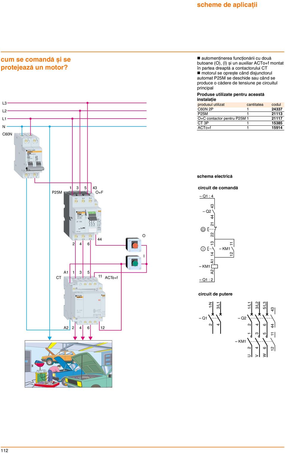 sau cênd se produce o cÿdere de tensiune pe circuitul principal Produse utilizate pentru aceastÿ instalaíie produsul utilizat cantitatea codul C60 2P 1 24337 P25M 1 21113 O+C contactor pentru P25M 1
