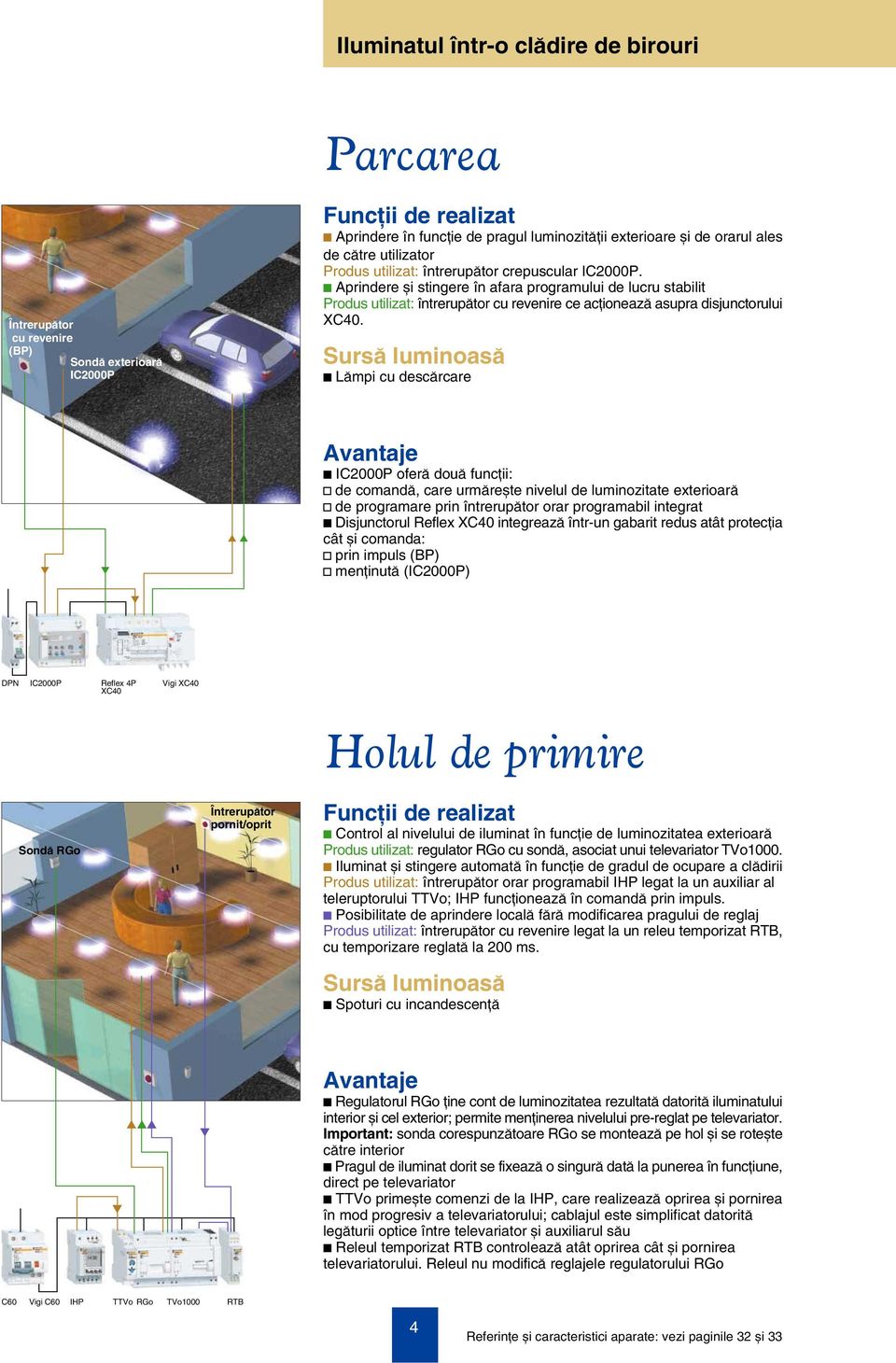 c Aprindere Ûi stingere Án afara programului de lucru stabilit Produs utilizat: ÁntrerupŸtor cu revenire ce acíioneazÿ asupra disjunctorului XC40.