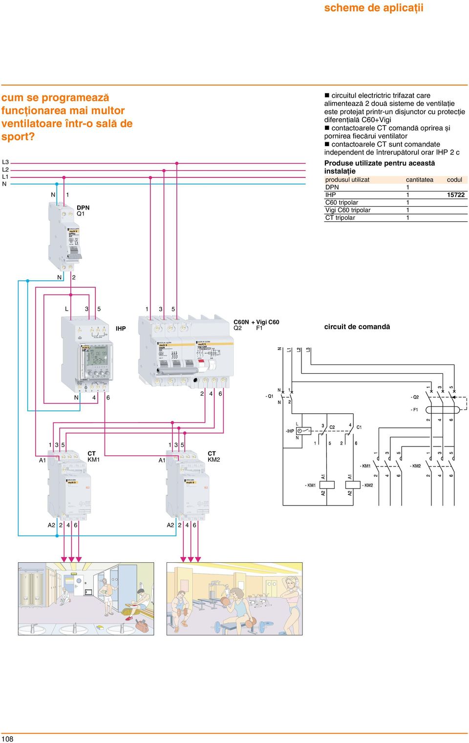 L3 L2 L1 1 DP Q1 n circuitul electrictric trifazat care alimenteazÿ 2 douÿ sisteme de ventilaíie este protejat printr-un disjunctor cu protecíie difereníialÿ C60+Vigi n contactoarele CT comandÿ