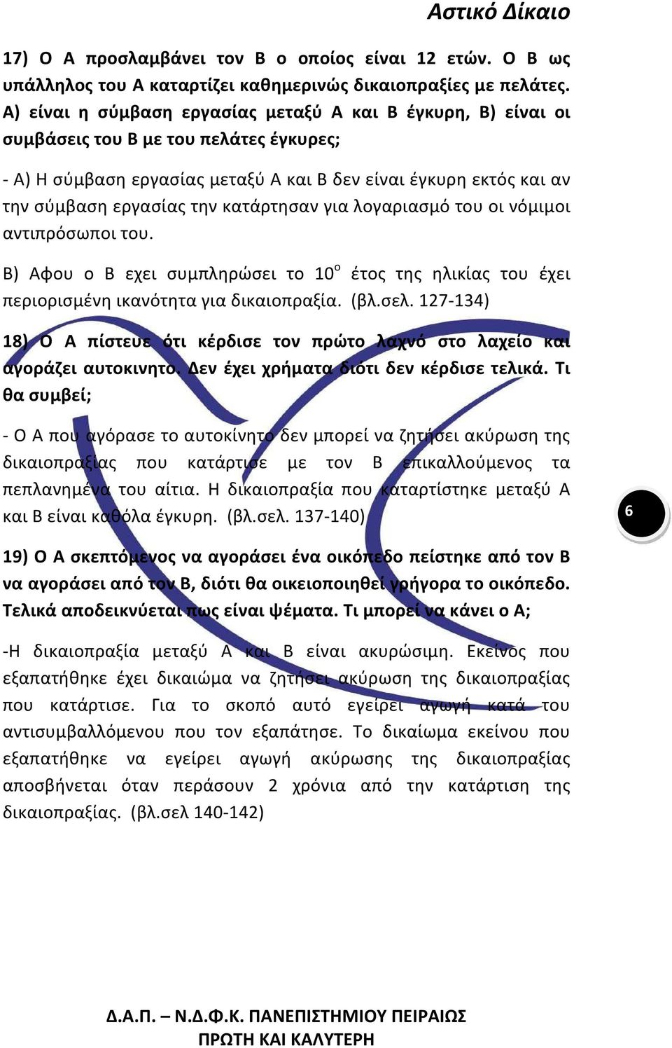 κατάρτησαν για λογαριασμό του οι νόμιμοι αντιπρόσωποι του. Β) Αφου ο Β εχει συμπληρώσει το 10 ο έτος της ηλικίας του έχει περιορισμένη ικανότητα για δικαιοπραξία. (βλ.σελ.