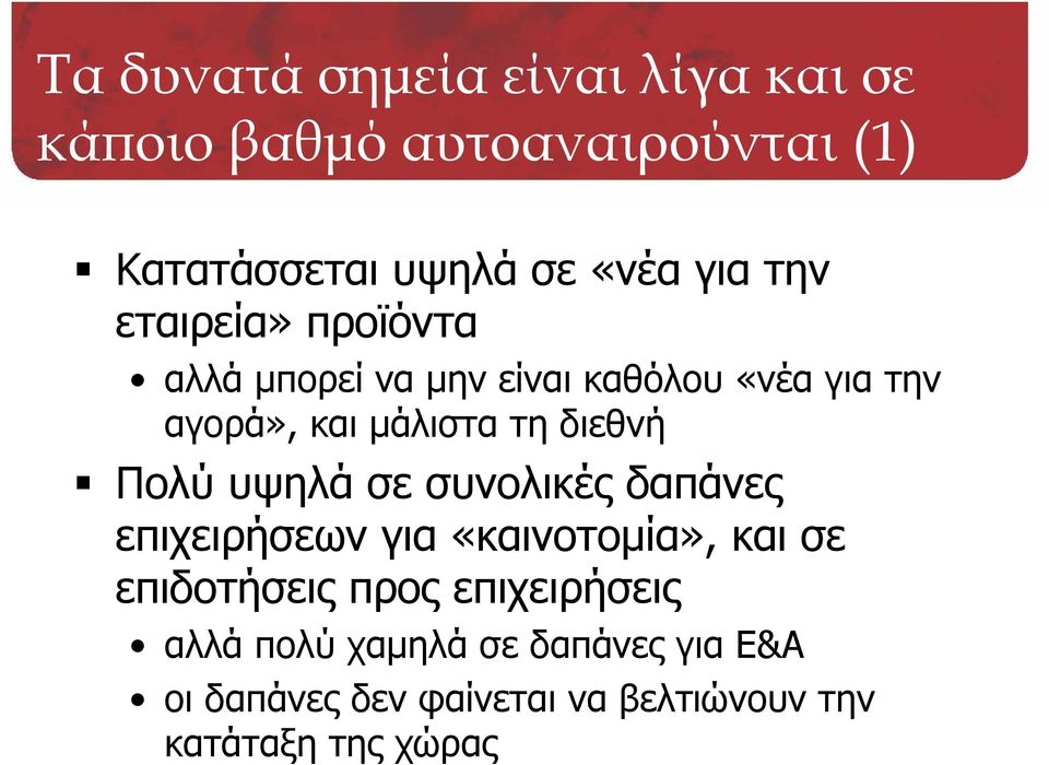 Πολύ υψηλά σε συνολικές δαπάνες επιχειρήσεων για «καινοτομία», και σε επιδοτήσεις προς