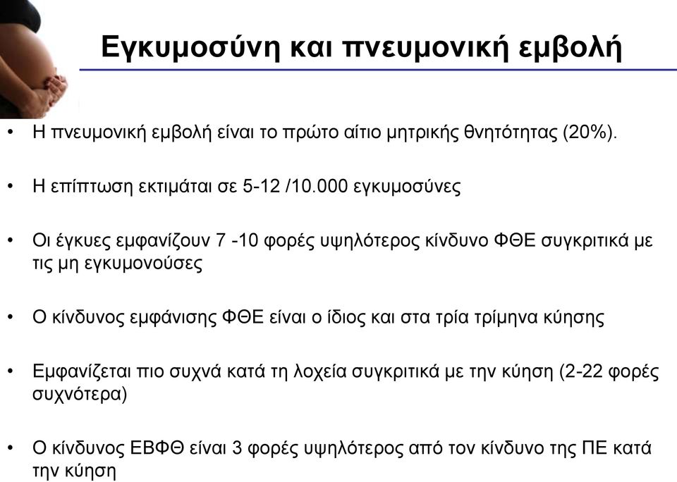 000 εγθπκνζύλεο Οη έγθπεο εκθαλίδνπλ 7-10 θνξέο πςειόηεξνο θίλδπλν ΦΘΔ ζπγθξηηηθά κε ηηο κε εγθπκνλνύζεο Ο θίλδπλνο