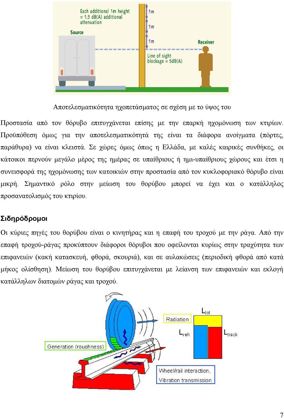 Σε χώρες όµως όπως η Ελλάδα, µε καλές καιρικές συνθήκες, οι κάτοικοι περνούν µεγάλο µέρος της ηµέρας σε υπαίθριους ή ηµι-υπαίθριους χώρους και έτσι η συνεισφορά της ηχοµόνωσης των κατοικιών στην