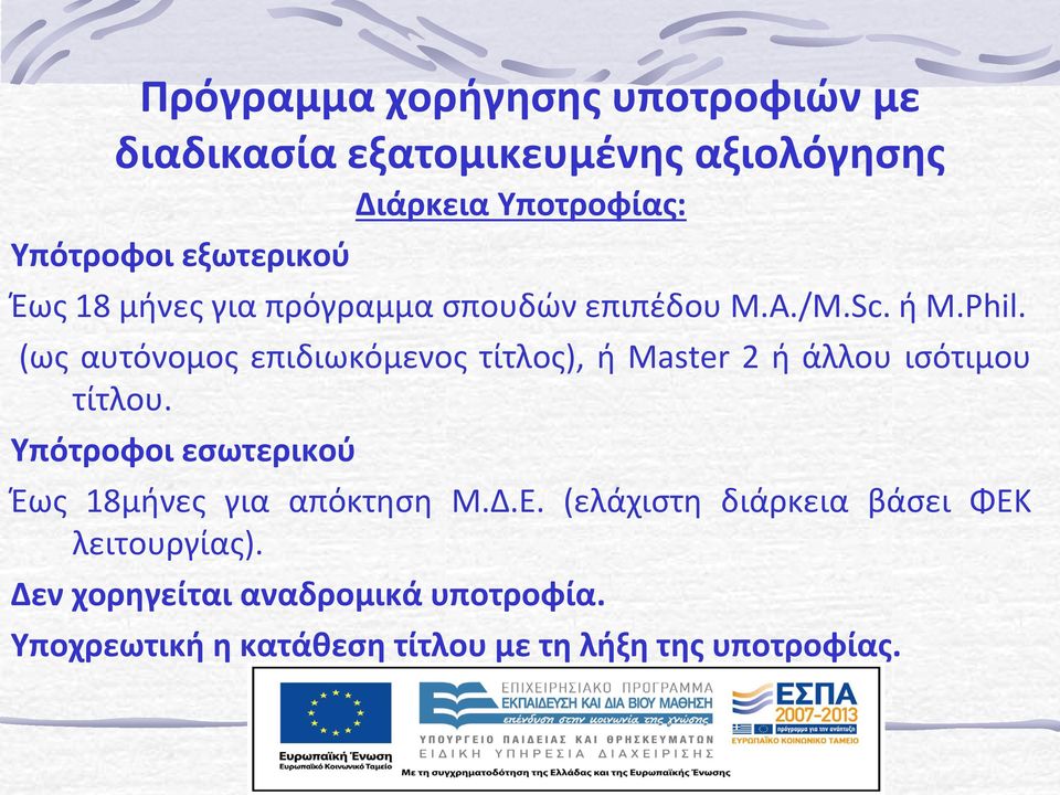 (ως αυτόνομος επιδιωκόμενος τίτλος), ή Master 2 ή άλλου ισότιμου τίτλου.