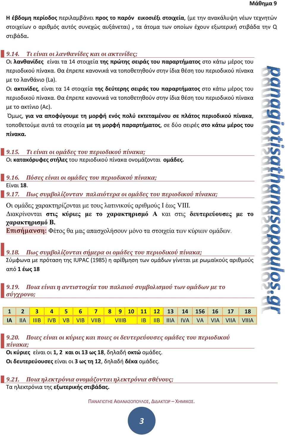 Θα έπρεπε κανονικά να τοποθετηθούν στην ίδια θέση του περιοδικού πίνακα με το λανθάνιο (La).