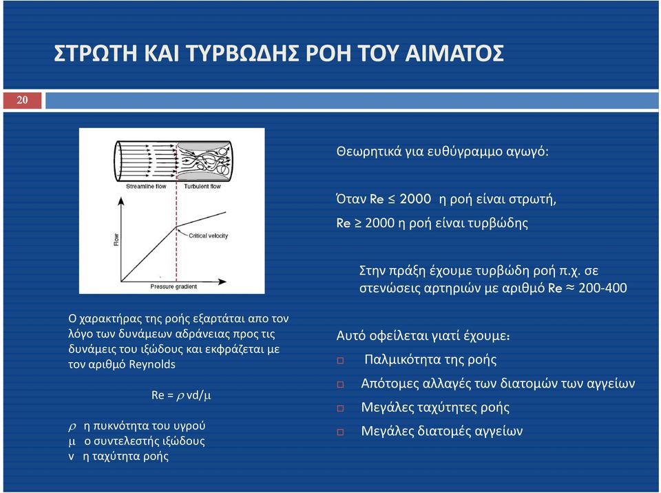 υμε τυρβώδη ροή π.χ.