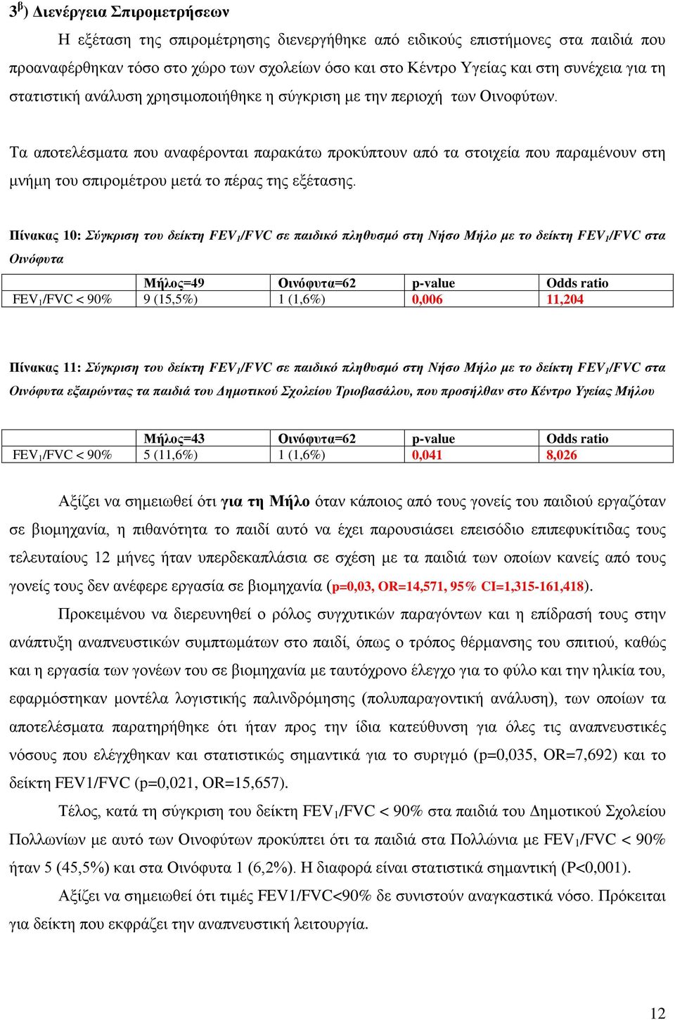 Τα αποτελέσματα που αναφέρονται παρακάτω προκύπτουν από τα στοιχεία που παραμένουν στη μνήμη του σπιρομέτρου μετά το πέρας της εξέτασης.