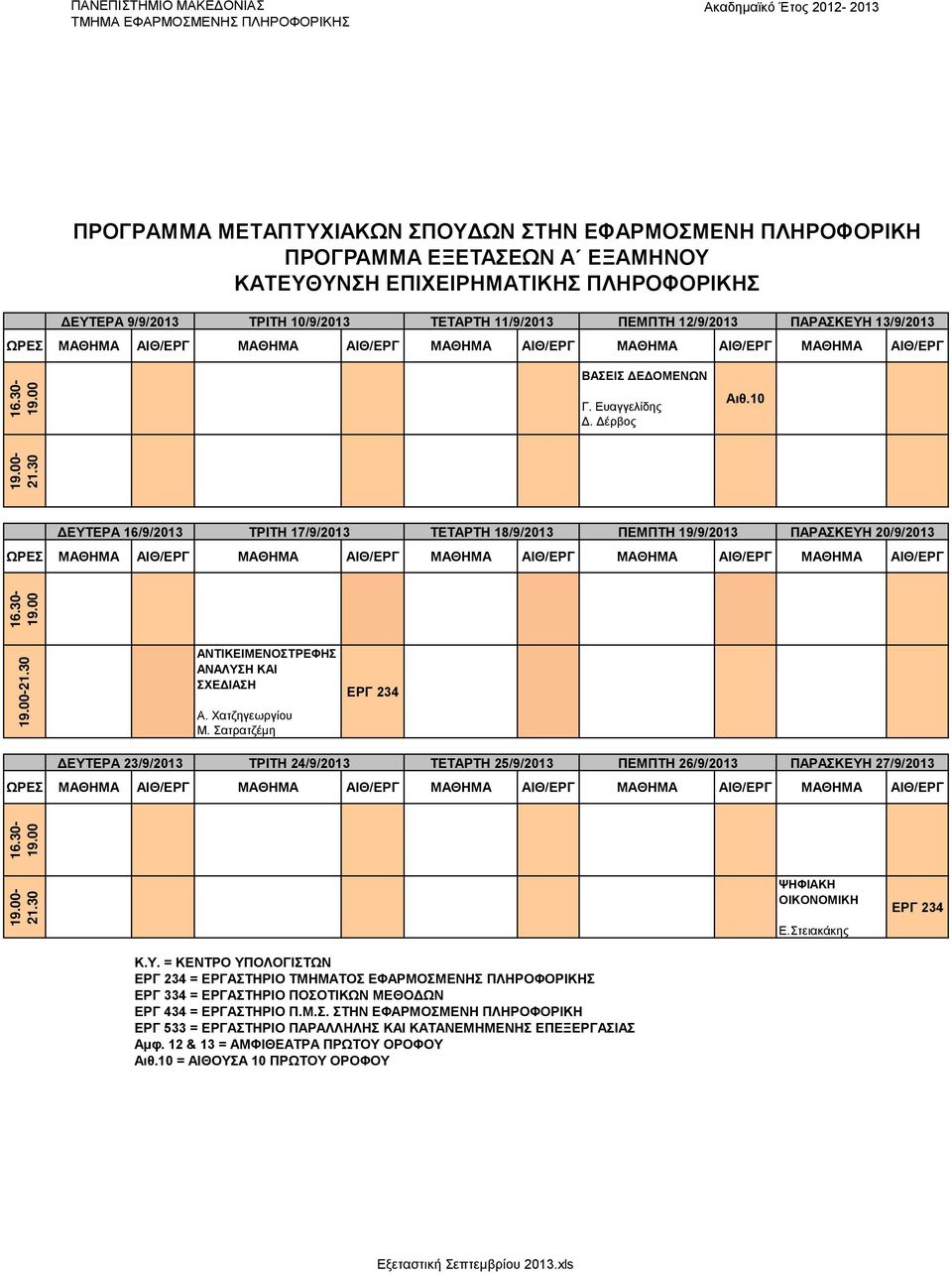 ΠΑΡΑΣΚΕΥΗ 13/9/2013 ΒΑΣΕΙΣ ΔΕΔΟΜΕΝΩΝ Γ. Ευαγγελίδης Δ.