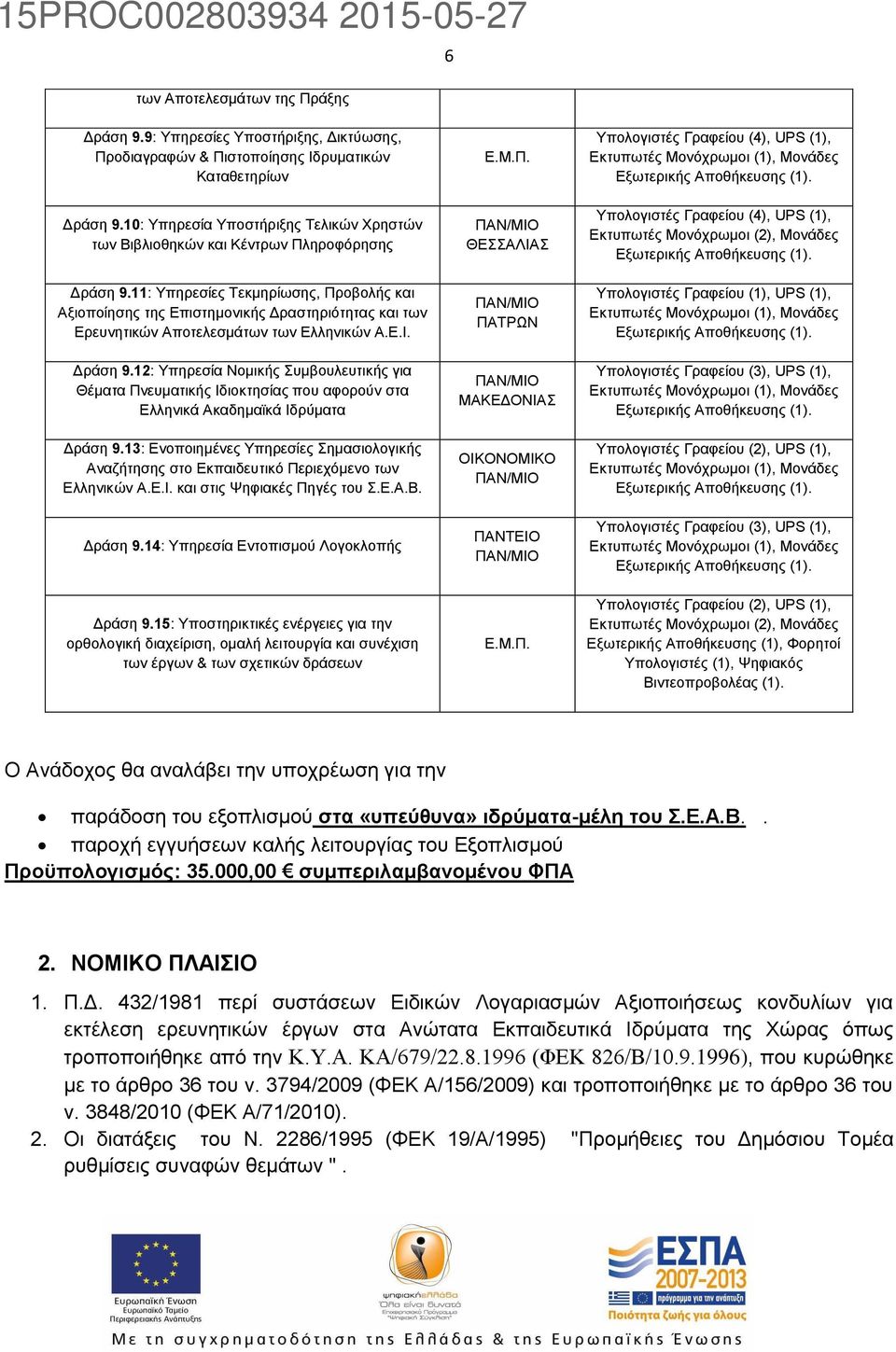 11: Υπηρεσίες Τεκμηρίωσης, Προβολής και Αξιοποίησης της Επιστημονικής Δραστηριότητας και των Ερευνητικών Αποτελεσμάτων των Ελληνικών Α.Ε.Ι. Δράση 9.