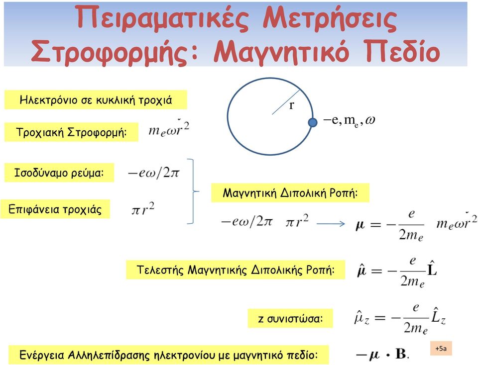 Επιφάνεια τροχιάς Μαγνητική Διπολική Ροπή: Τελεστής Μαγνητικής