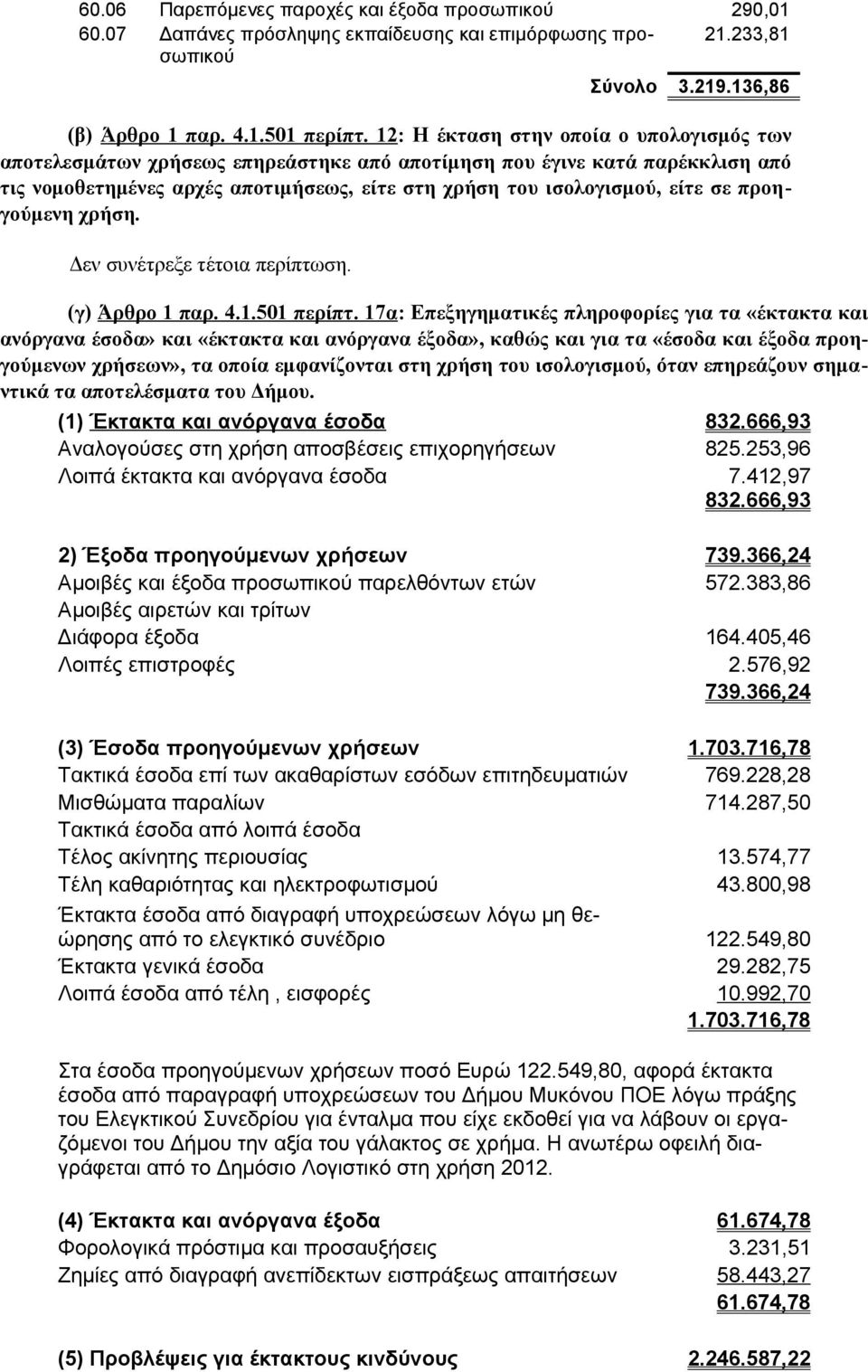 προηγούμενη χρήση. Δεν συνέτρεξε τέτοια περίπτωση. (γ) Άρθρο 1 παρ. 4.1.501 περίπτ.