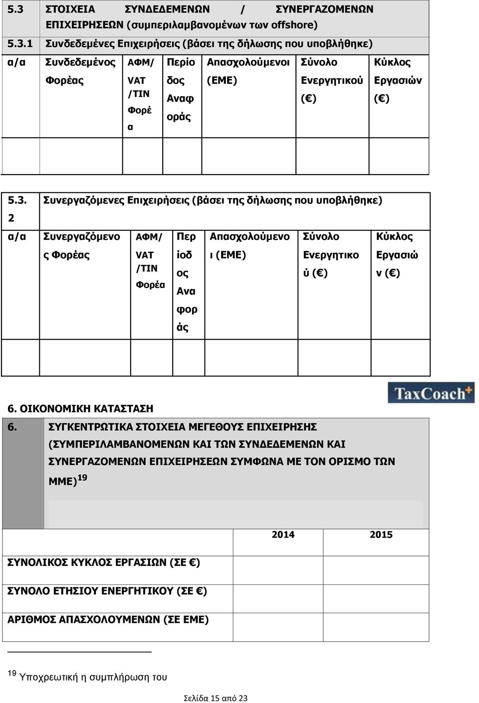 φορ άς 6. ΟΙΚΟΝΟΜΙΚΗ ΚΑΤΑΣΤΑΣΗ 6.