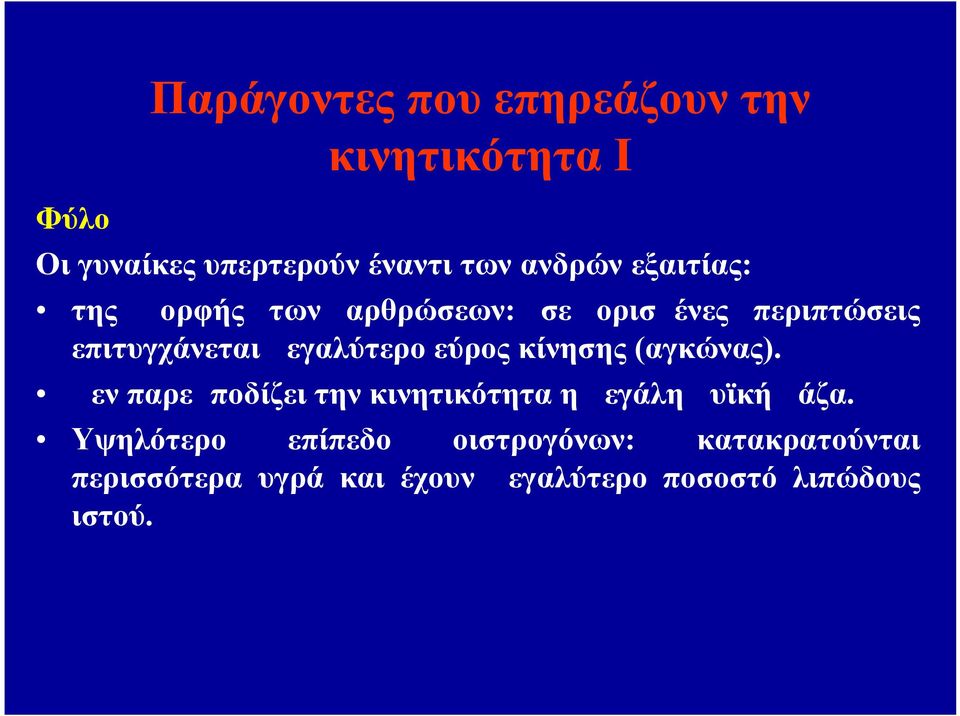 εύρος κίνησης (αγκώνας). Δεν παρεμποδίζει την κινητικότητα η μεγάλη μυϊκή μάζα.