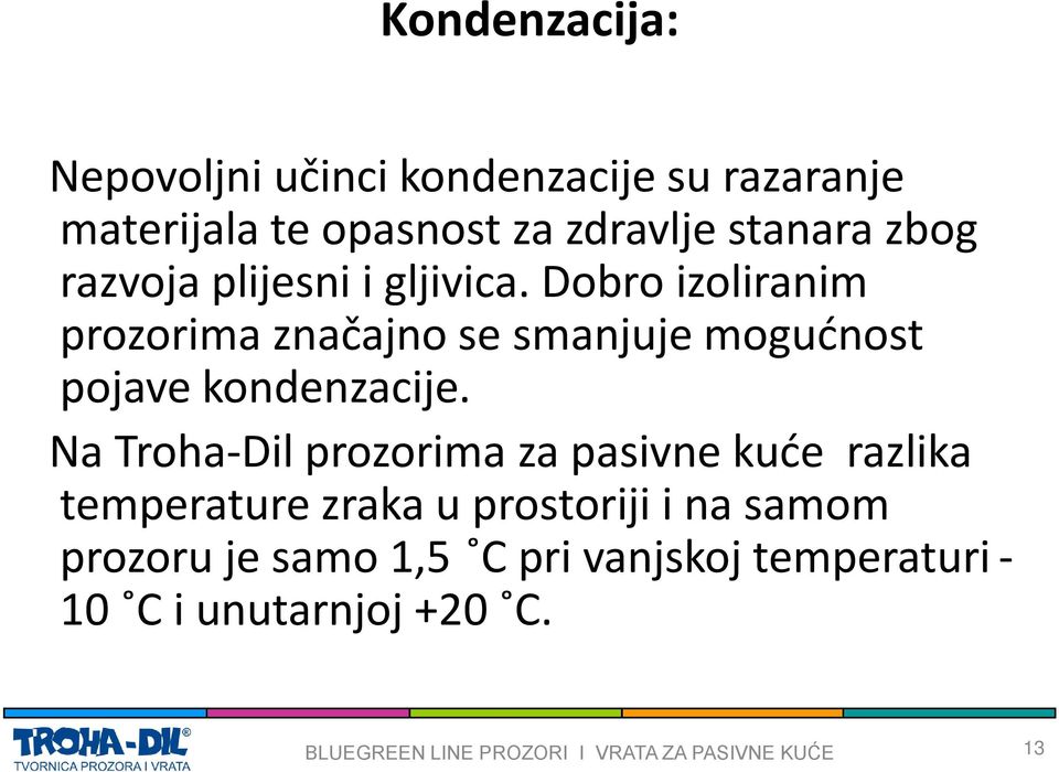 Na Troha-Dil prozorima za pasivne kuće razlika temperature zraka u prostoriji i na samom prozoru je samo