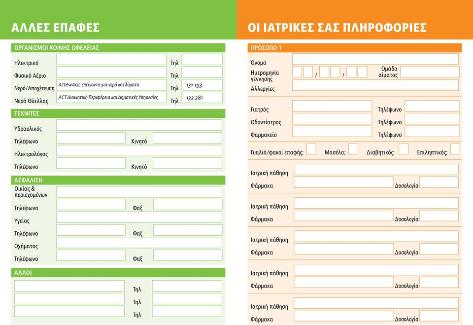 Δημοτικές Υπηρεσίες 132 281 Νερά Θύελλας Γιατρός ΤΕΧΝΙΤΕΣ Οδοντίατρος Υδραυλικός Φαρμακείο Κινητό Ηλεκτρολόγος