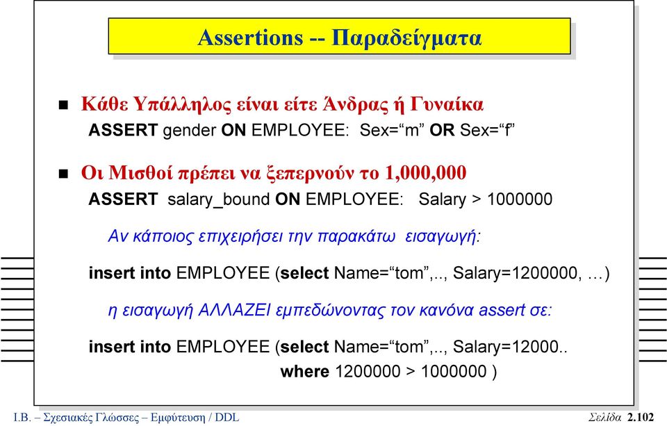 εισαγωγή: insert into EMPLOYEE (select Name= tom,.