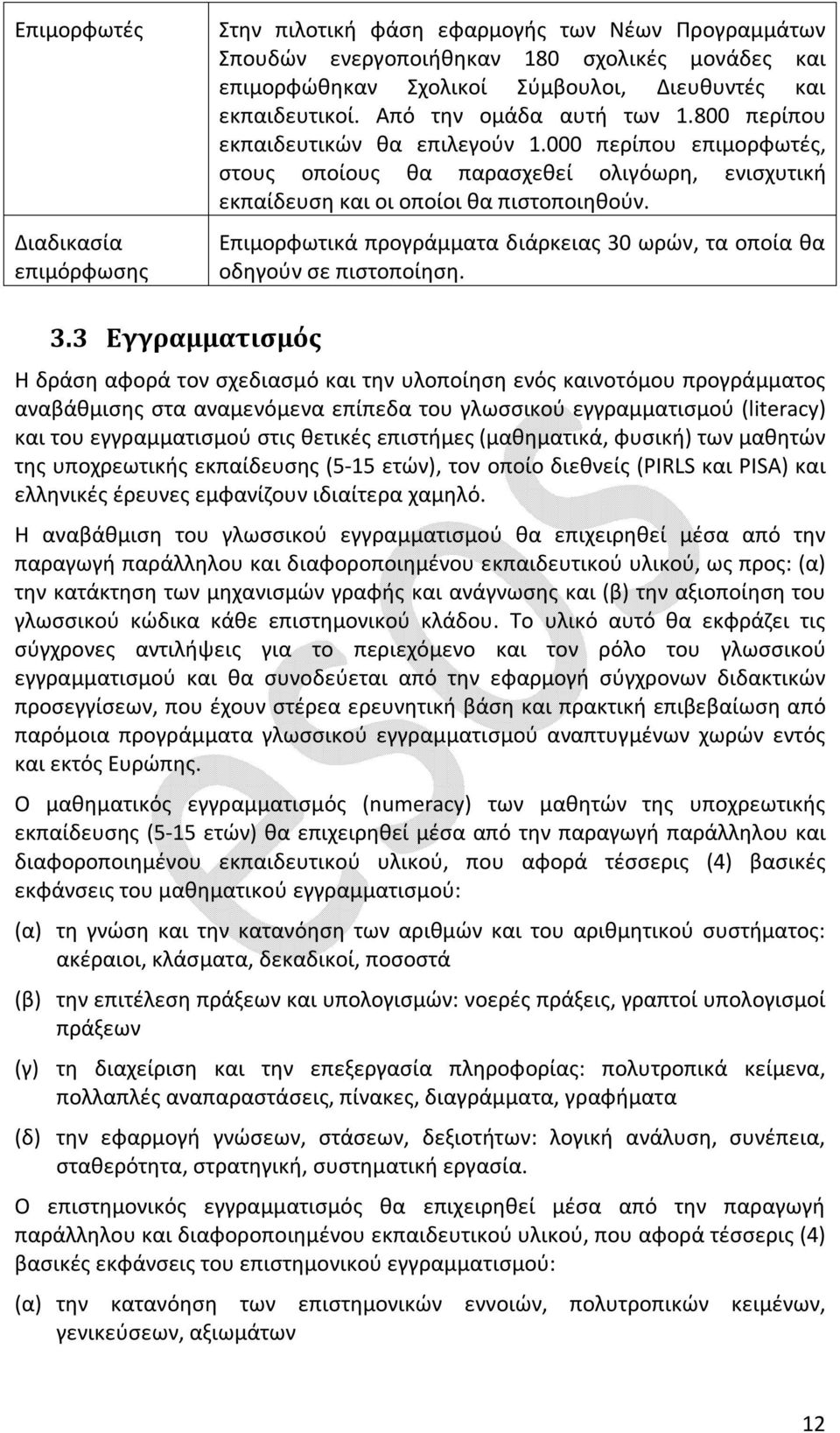 Επιμορφωτικά προγράμματα διάρκειας 30