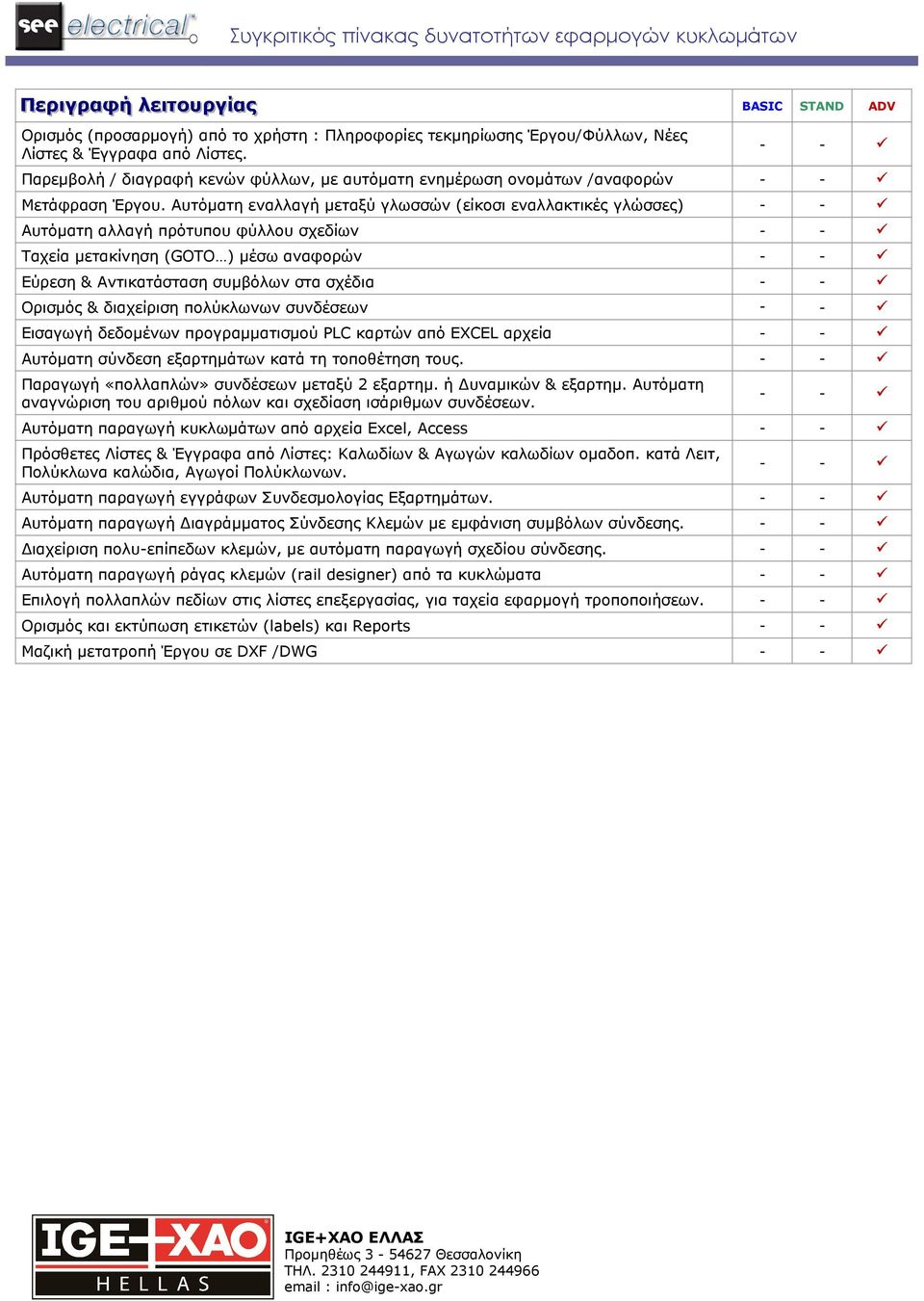 Αυτόµατη εναλλαγή µεταξύ γλωσσών (είκοσι εναλλακτικές γλώσσες) Αυτόµατη αλλαγή πρότυπου φύλλου σχεδίων Ταχεία µετακίνηση (GOTO ) µέσω αναφορών Εύρεση & Αντικατάσταση συµβόλων στα σχέδια Ορισµός &