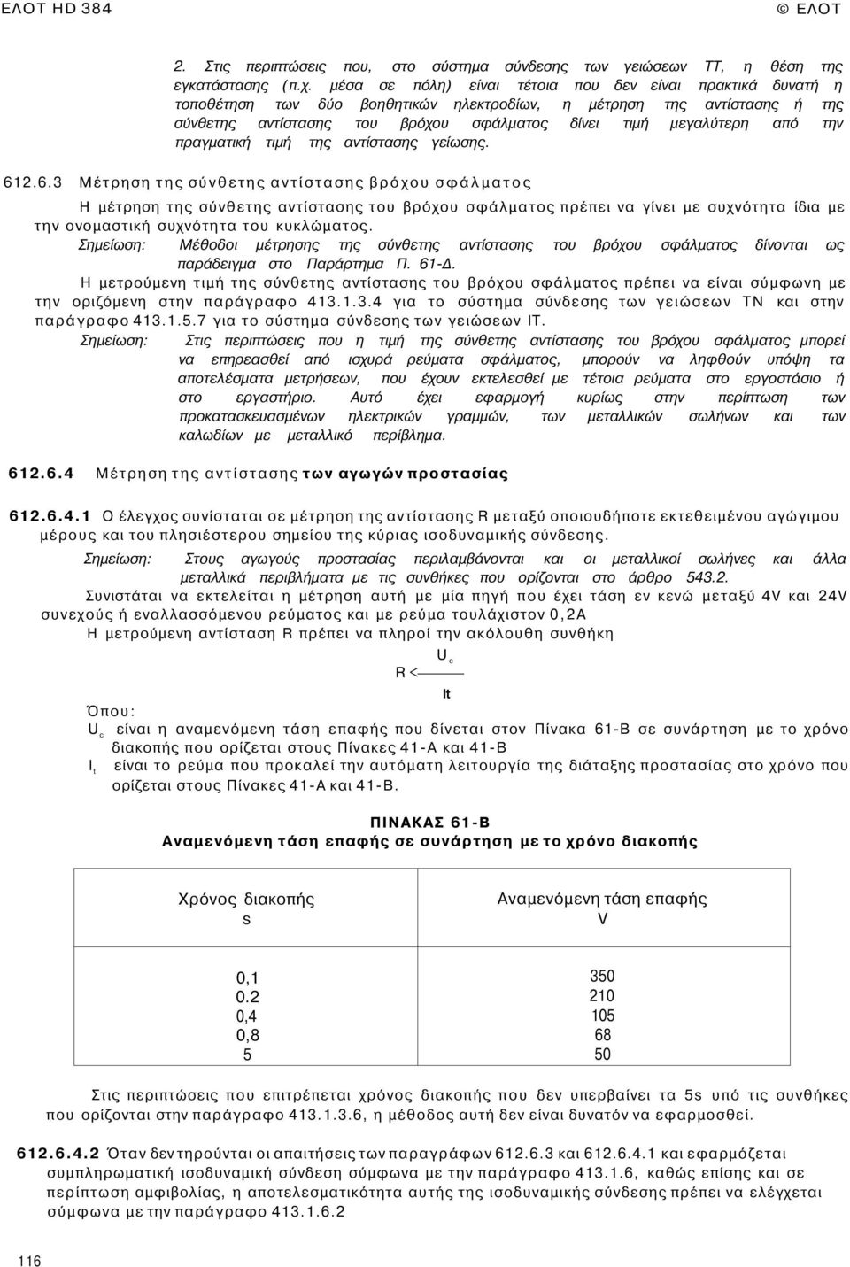 την πραγματική τιμή της αντίστασης γείωσης. 61