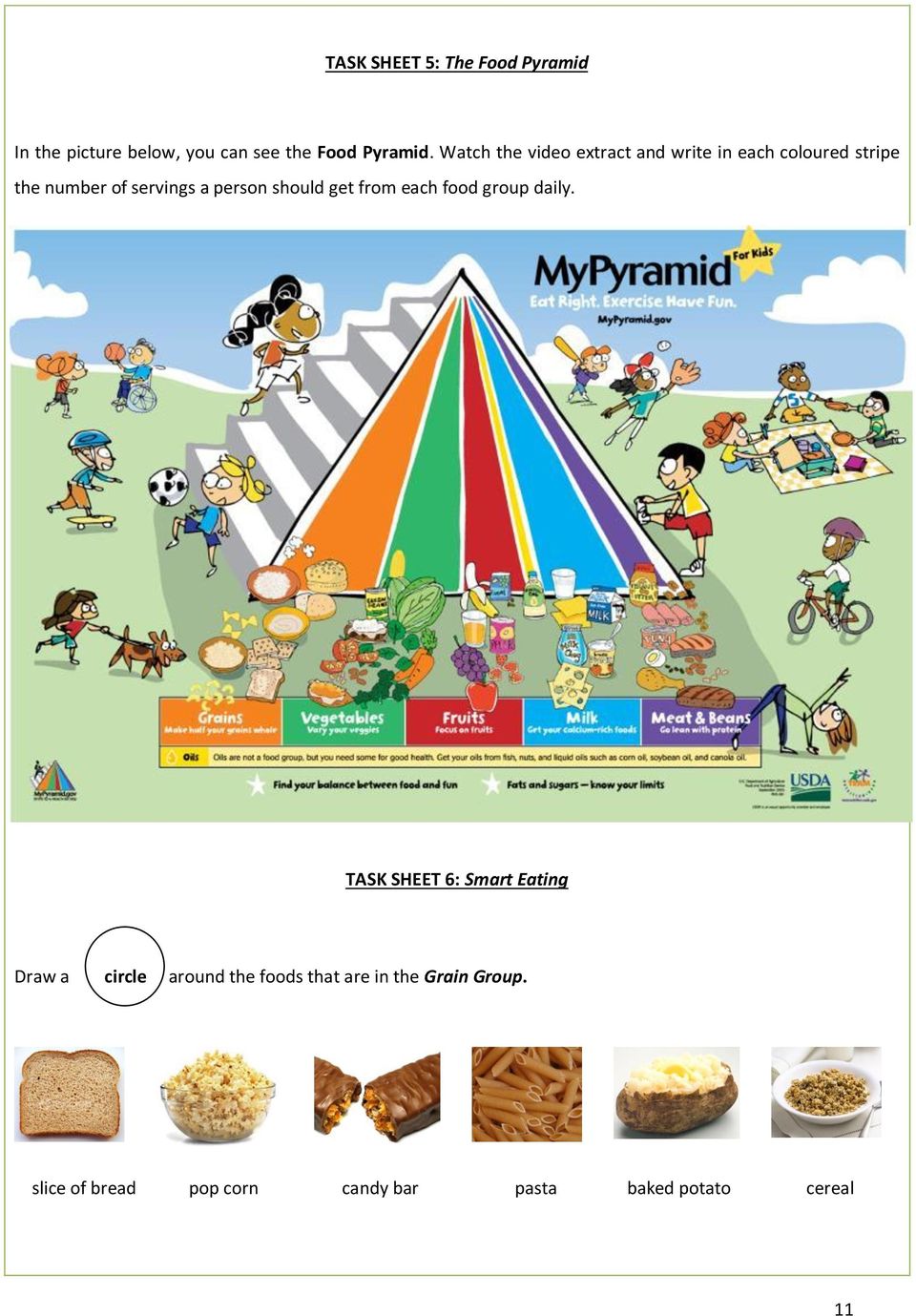 should get from each food group daily.