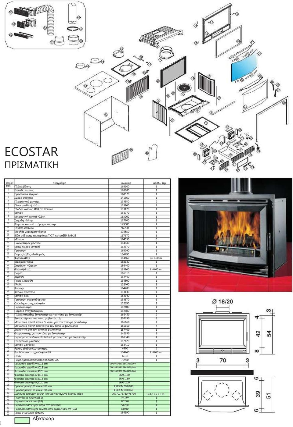 στήριγµα τάµπερ Τάµπερ καπνού Μοχλός χειρισµού τάµπερ 3 Βίδα ρύθµισης τάµπερ inox T.